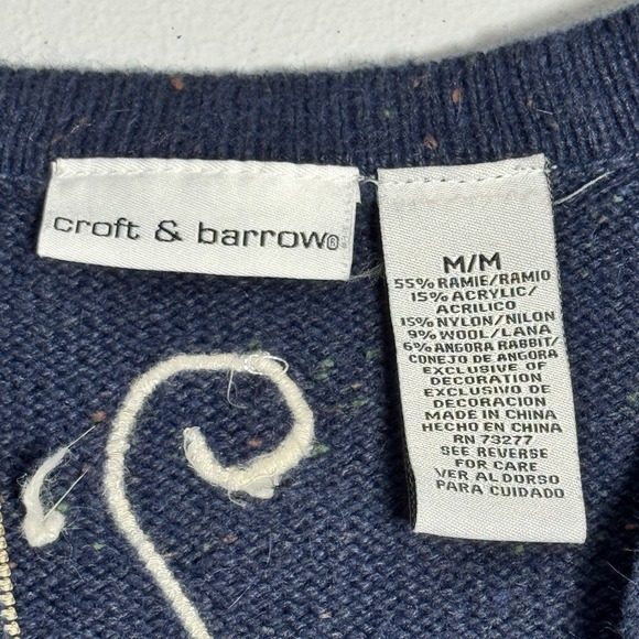 Croft & Barrow Christmas Cardigan M Zip Front Appliqué Patchwork Cottagecore - Picture 3 of 10